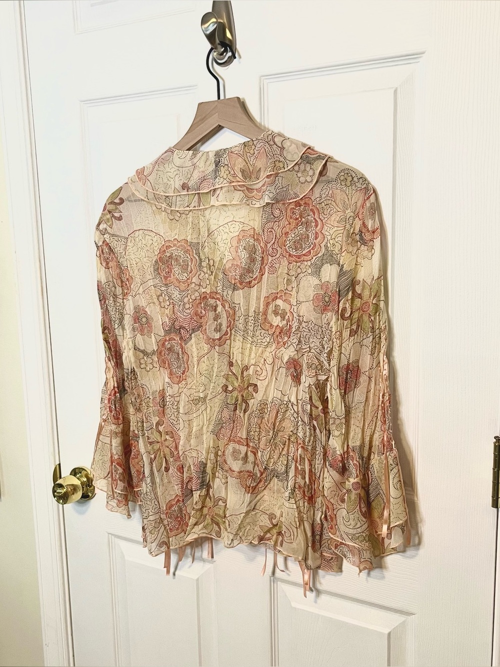 ✧･ﾟvtn pink ribbon floral ruffle blouse - Picture 6 of 7